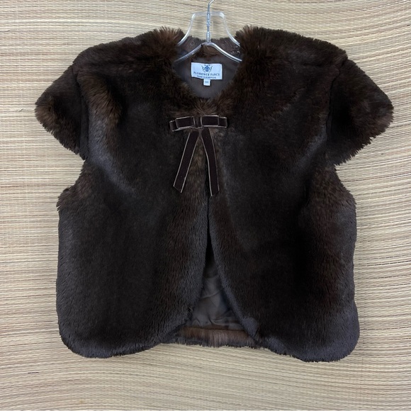 FLORENCE FANCY Brown Vegan Fur Katherine Jacket Vest Made In Portugal Size 14Y. - Picture 7 of 10